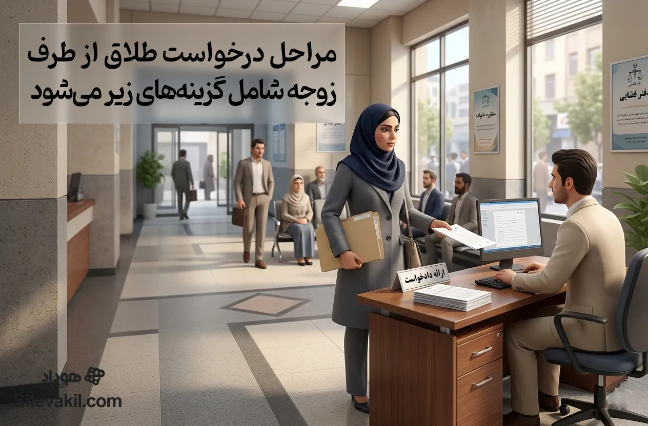 مراحل درخواست طلاق از طرف زوجه شامل گزینههای زیر میشود: